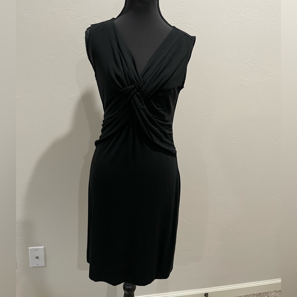 Ann Taylor Petite braided black v neck dress small
